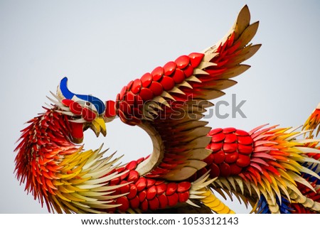 Statue of Chinese dragon in monastery. Chinese dragon is a symbol of power and wealthy in religious believe of Chinese people 