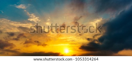 Panorama picture twilight sky beautiful sunrise and cloud at morning time