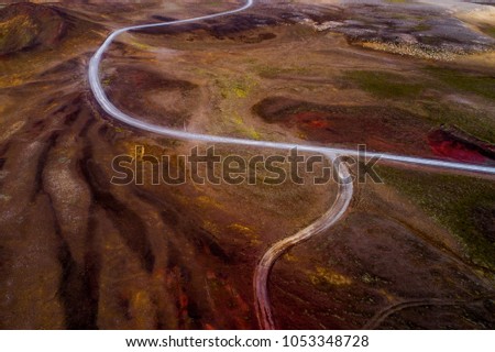 Icelandic aerial photography captured by drone.Beautiful landscape in Hveraronf,  in an area of active volcanism