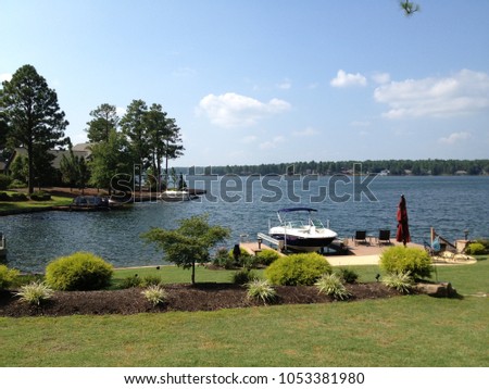 Vacation at the lake in Pinehurst, NC Royalty-Free Stock Photo #1053381980