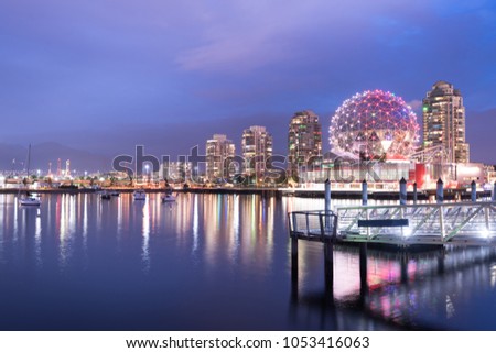 Beautiful Vancouver skyline at night, Vancouver, British Columbia, Canada