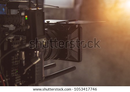 the movie camera shoots on the set close up