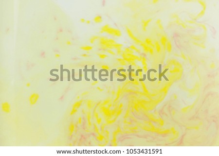 Abstract yellow purple background, pastel pattern, yellow and purple paint in white liquid, stains on milk, art, minimalistic background, blank for designer, pop art