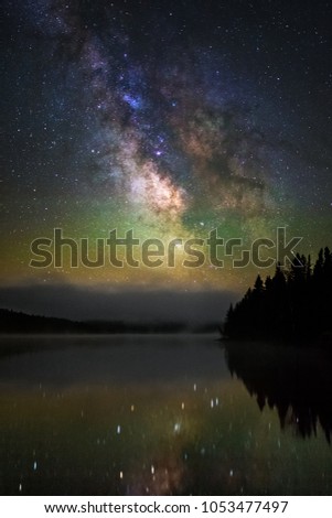 The Milky Way Galaxy viewed from Lake Francis State Park in Pittsburg, New Hampshire.