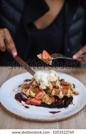 Middle Eastern Style Waffles with Fresh Berries and Fairy Floss