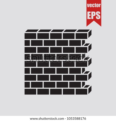 Brick wall icon in trendy isolated on grey background.Vector illustration.