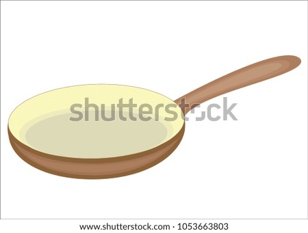 The subject of kitchen utensils. A frying pan is needed in the kitchen in the kitchen to fry the food. Vector illustration.
