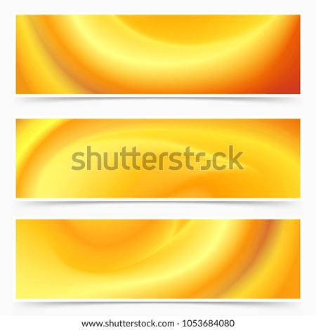 Three beautiful abstract yellow light blend cards collection. Vector illustration