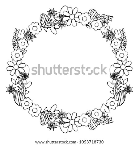 dotted shape circle beautiful flowers petals design