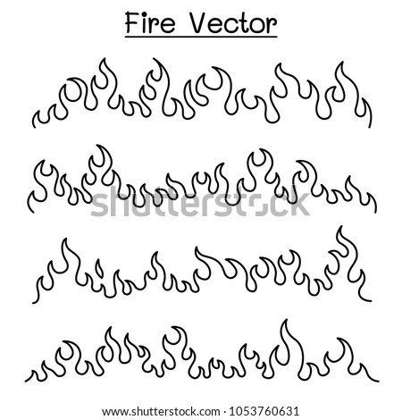 Flame & Fire icon set in thin line style