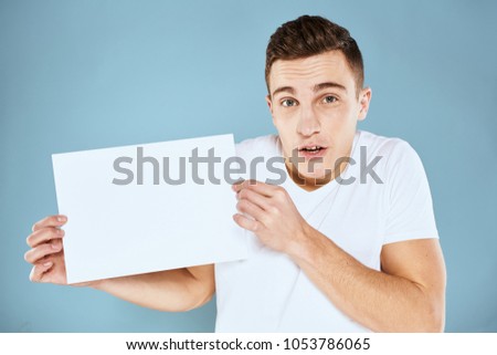  surprised man with a white sheet, free space                              