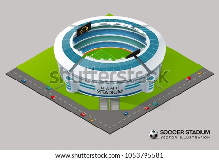 football soccer field stadium isometric vector illustration