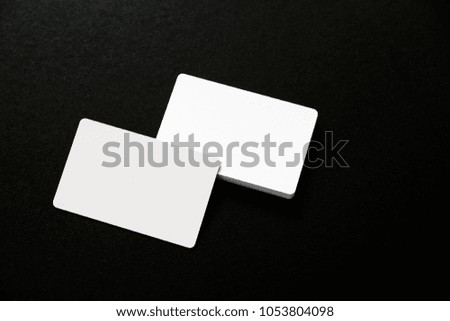 Blank white business card template for mock up and presentation design.Flat lay