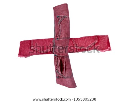 special signs and symbols lined with jeans of different colors and shades