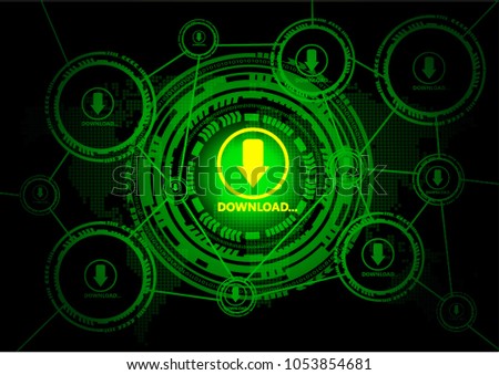 Green abstract vector hi speed internet technology background.whit download icon illustration
