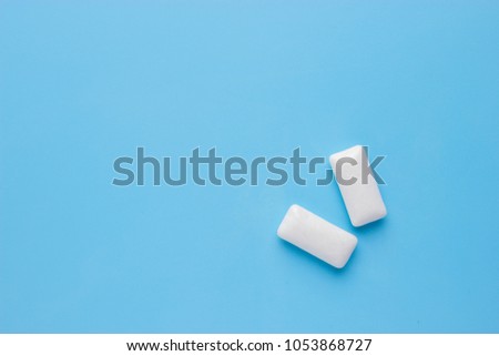 Chewing gum Background. white bubble gum background