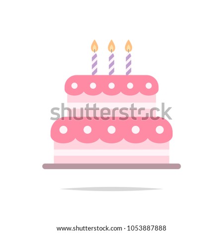 Birthday cake flat icon vector