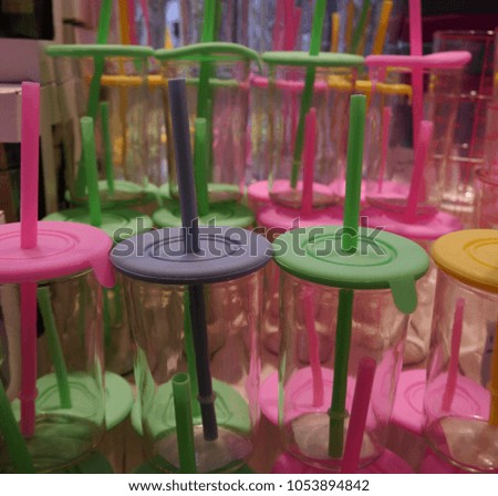 Colourful Drinking Glasses With Straws