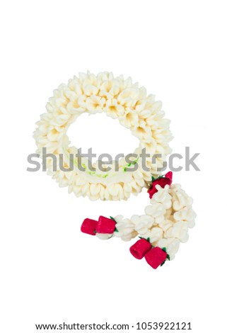 Jasmine garland made from soap on white  background.