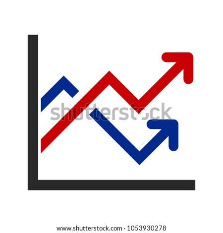 Up colored graph icon – for stock