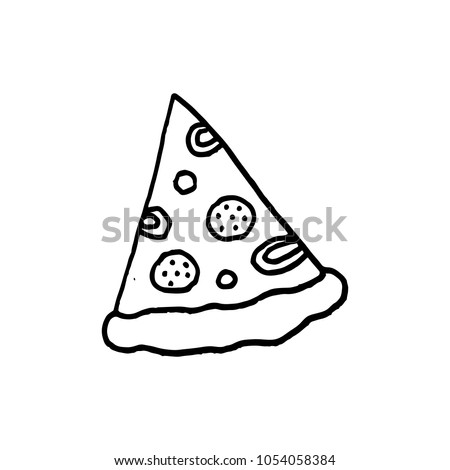 Cute cartoon hand drawn pizza illustration.