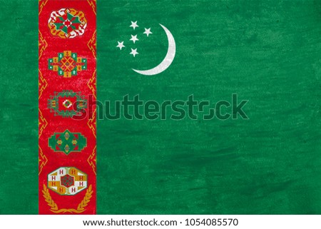 Flag of Turkmenistan with chalk color.