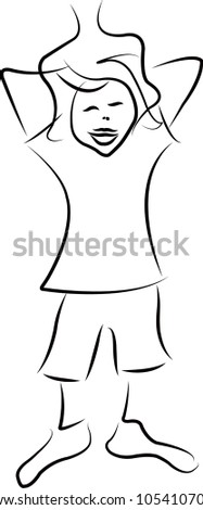 a boy standing in the at-ease position, silhouette vector