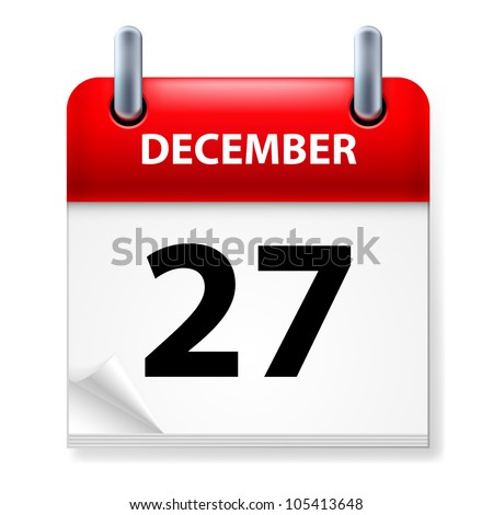 Twenty-seventh in December Calendar icon on white background