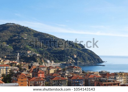 View on roof landscape of Bonassola, village near the Cinque Terre, Liguria Italy Europe