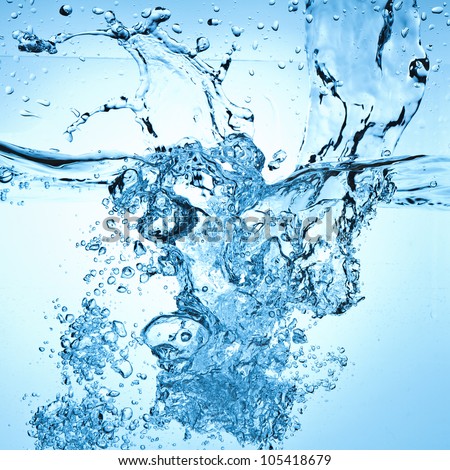 closeup of bubbles in blue water Royalty-Free Stock Photo #105418679