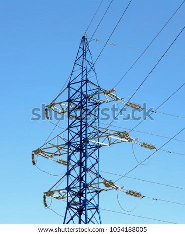 Intermediate anchor pole of power line with high voltage wires