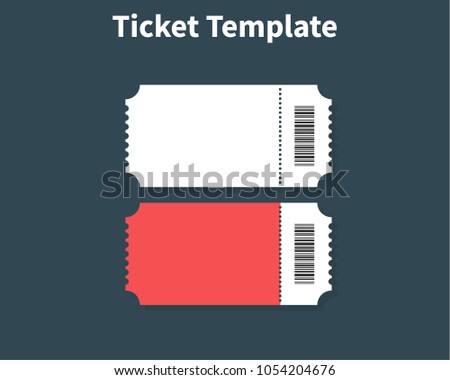 Ticket template. Ticket Element guideline for design. Clean realistic pass mockup. Flat design, vector illustration on background