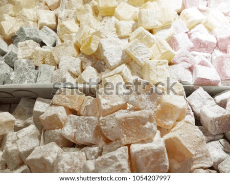 Turkish traditional sweet Turkish delight sold in the market