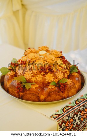 Weding korovai - bread, most often used at weddings, where it has great symbolic meaning. Wedding loaf.