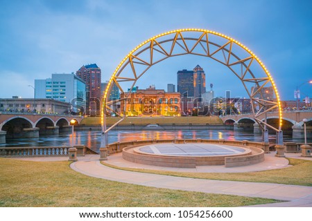 Des Moines Iowa skyline in USA (United States)