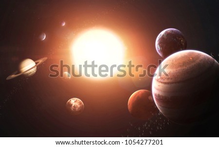Solar system planets, Earth, Mars, Jupiter and others. Awesome detailed visualization. Elements of this image furnished by NASA