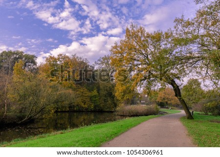 Beautiful landscape in autumn season at The Burger Park,Germany.