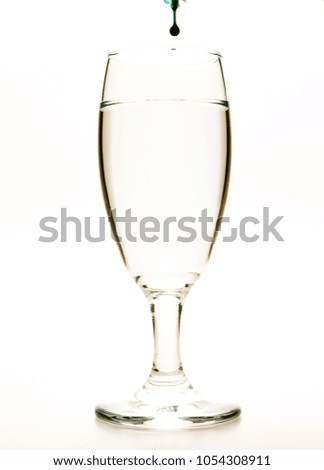 Wine glass with empty copy-space area for slogan or advertising text message, over isolated white background.