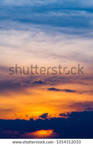 Vertical Image Beautiful Sunset Sky Background