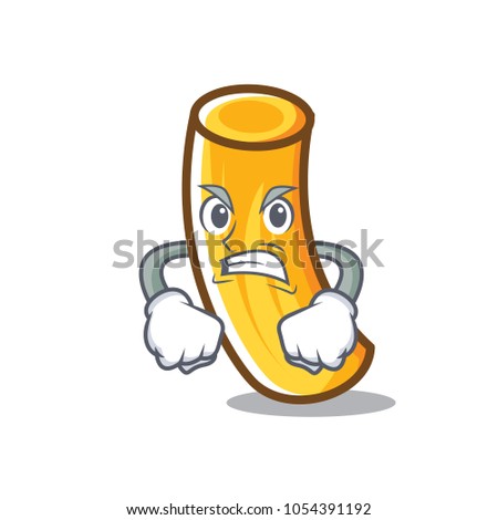 Angry tortiglioni pasta mascot cartoon