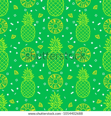 Pineapple fruits seamless pattern background vector format
