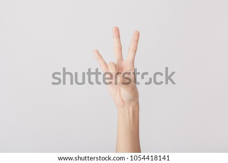 Numbers seven in sign language on white background