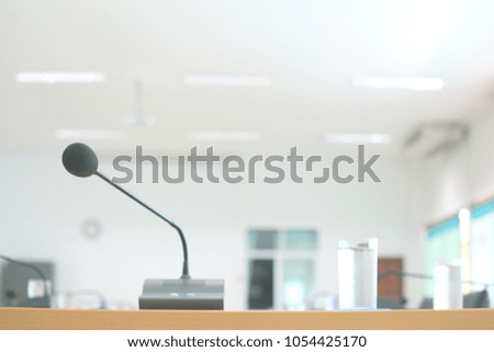 Desktop microphone in the meeting room selective focus and shallow depth of field