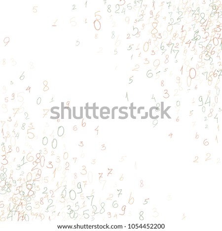 Hand drawn numbers. .  Scribbled handwritten numbers for  card, poster, banner. Vector background with color numbers in primitive style. Simple pattern for your design.