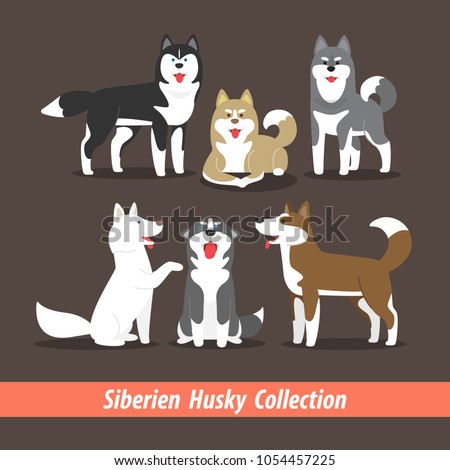 collection of character design Siberian Husky in many actions