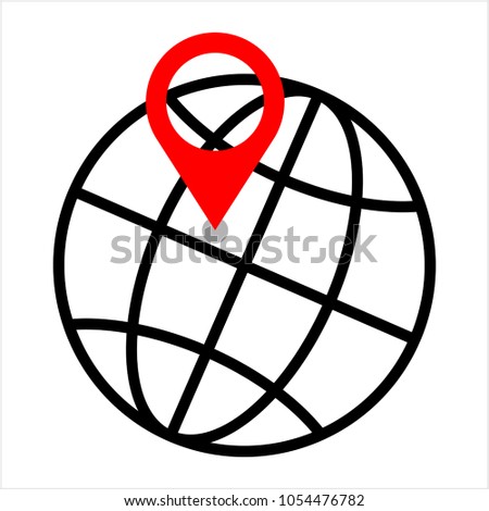 Location Pin On Globe Icon Vector Art Illustration