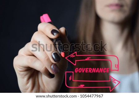 Businessman writes a red marker inscription:GOVERNANCE