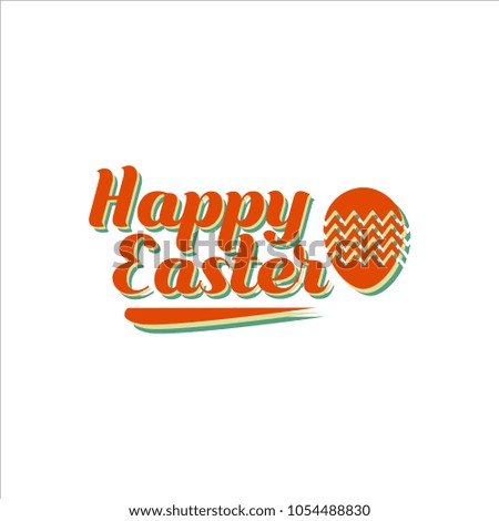 Happy easter lettering retro red blue and cream color