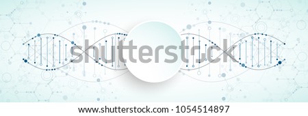 Science template, wallpaper or banner with a DNA molecules. Vector illustration. Royalty-Free Stock Photo #1054514897