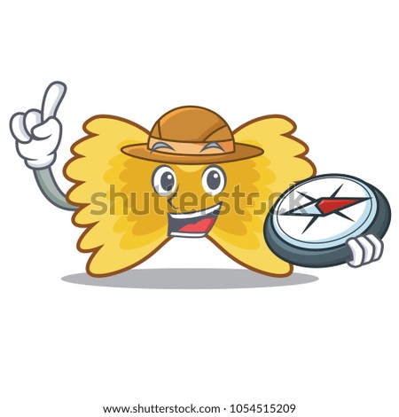 Explorer Farfalle pasta mascot cartoon